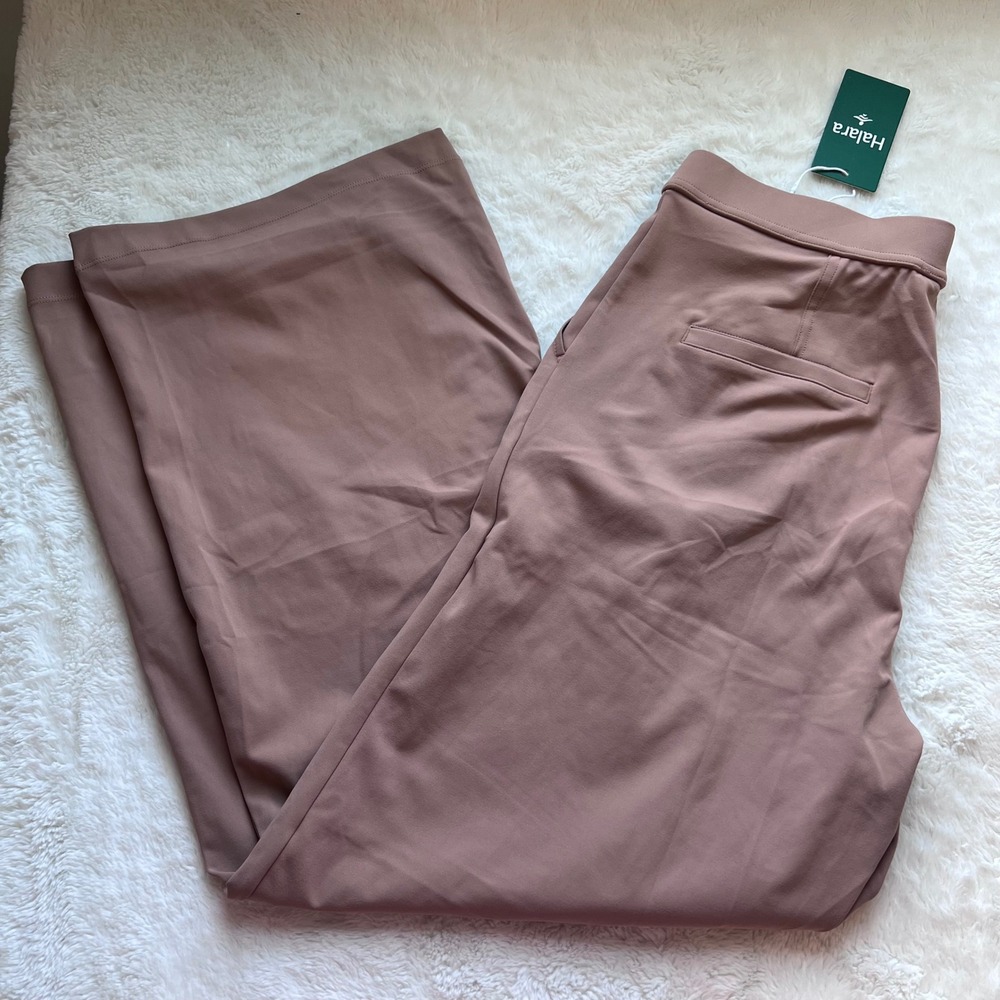 Halara Women Mauve Taupe High Waisted Wide Leg Trousers Pockets Size Large NWT - Picture 6 of 13